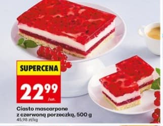 ciasto mascarpone z czerwoną porzeczką