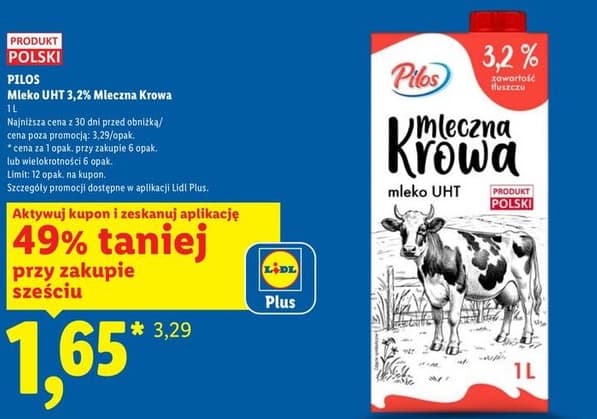 mleko UHT 3,2% Mleczna Krowa