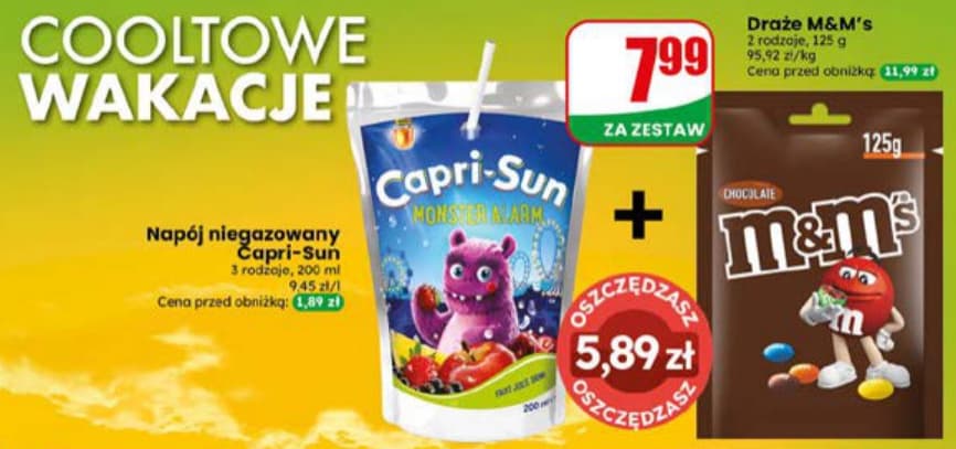 zestaw napój niegazowany Capri-Sun + draże M&M's