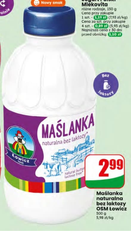 maślanka naturalna bez laktozy