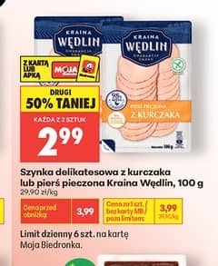 Kraina Wędlin szynka delikatesowa z kurczaka lub pierś pieczona 100g