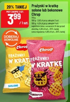 prażynki w kratkę solone lub bekonowe