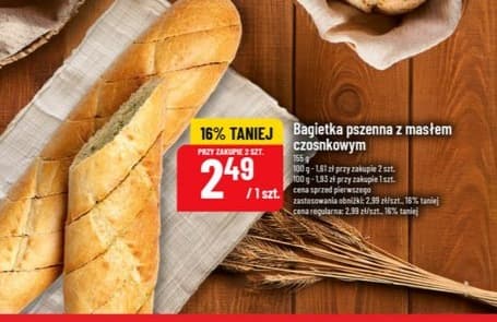 bagietka pszenna z masłem czosnkowym