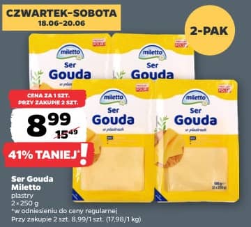 Miletto ser gouda w plastrach 2x250g