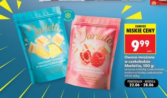 owoce mrożone w białej czekoladzie