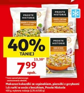 Proste Historie makaron kokardki ze szpinakiem, pierożki z grzybami lub rurki w sosie z boczkiem 450g