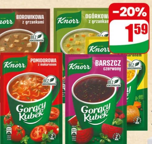 Knorr zupa gorący kubek różne rodzaje 12-22g