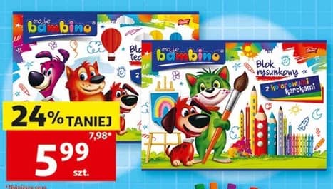 blok rysunkowy z kolorowymi kartkami lub blok techniczny