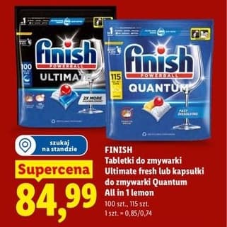 tabletki do zmywarki Ultimate Fresh lub kapsułki do zmywarki Quantum All in 1 lemon