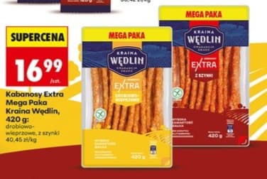 kabanosy Extra Mega Paka drobiowo-wieprzowe z szynki