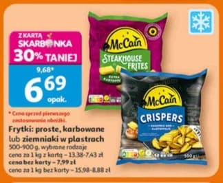 frytki proste, karbowane lub ziemniaki w plastrach
