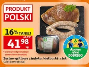 zestaw grillowy z indyka: kiełbaski i stek