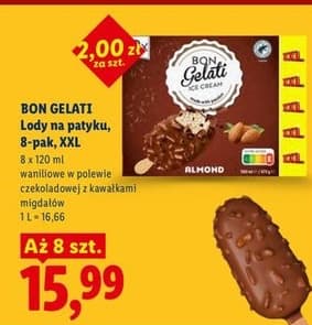 lody na patyku waniliowe w polewie czekoladowej z kawałkami migdałów