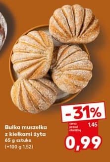 bułka muszelka z kiełkami żyta