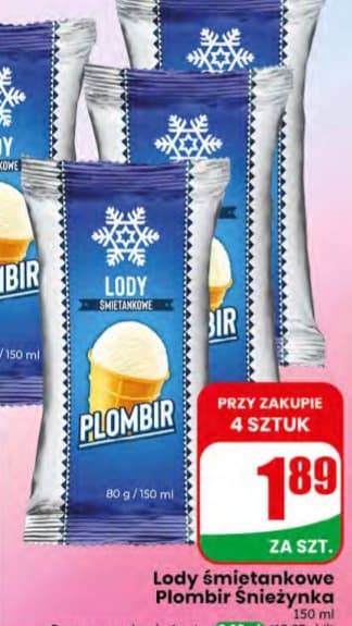lody śmietankowe Plombir Śnieżynka