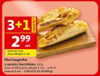 mini bagietka z serem i boczkiem