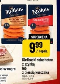 Krakus kiełbaski szlachetne z szynką lub z piersią kurczaka 270g