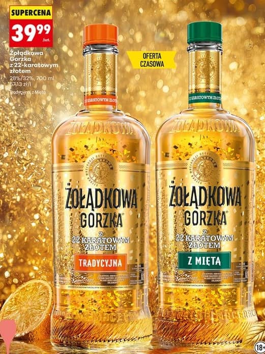 Żołądkowa Gorzka likier z 22-karatowym złotem 28%/32% 700ml
