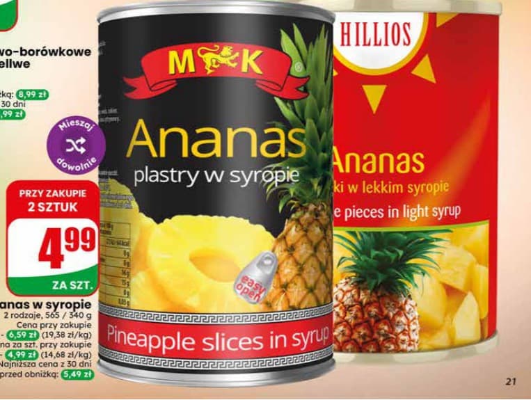 ananas kawałki w lekkim syropie