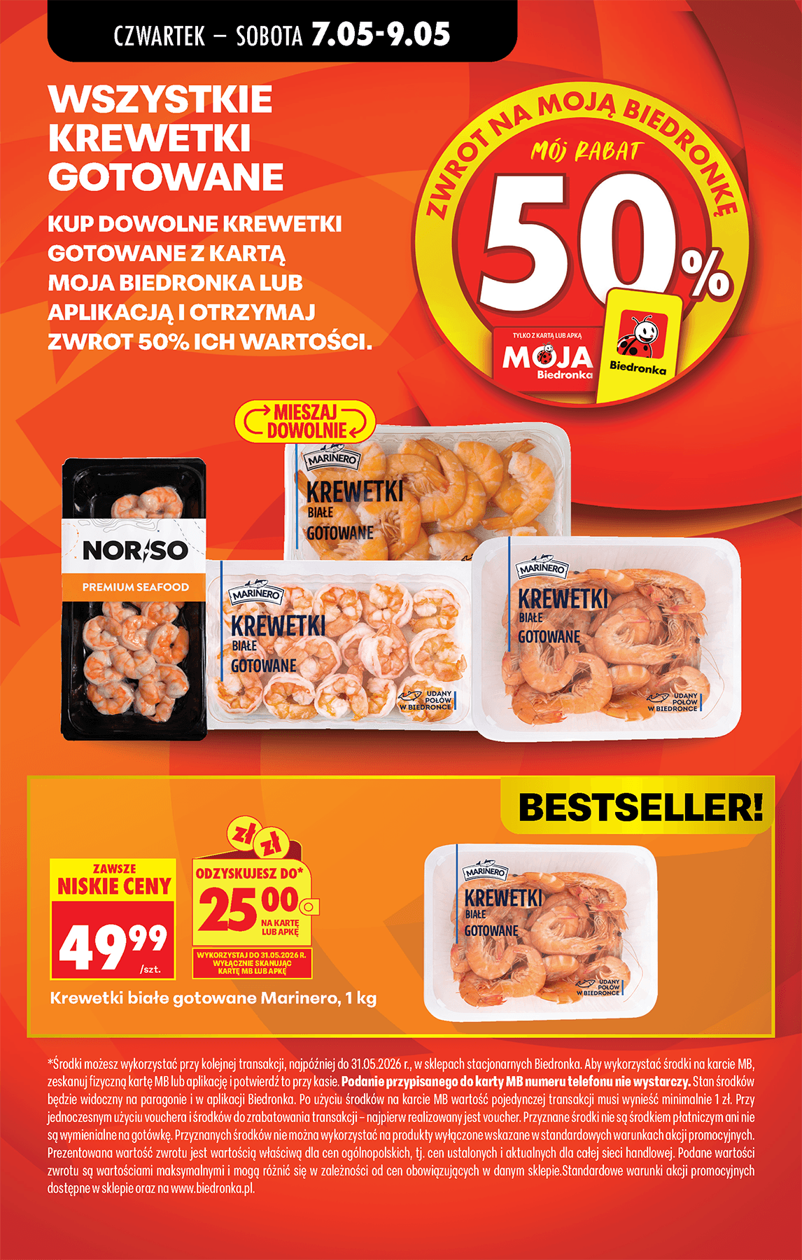 krewetki białe gotowane