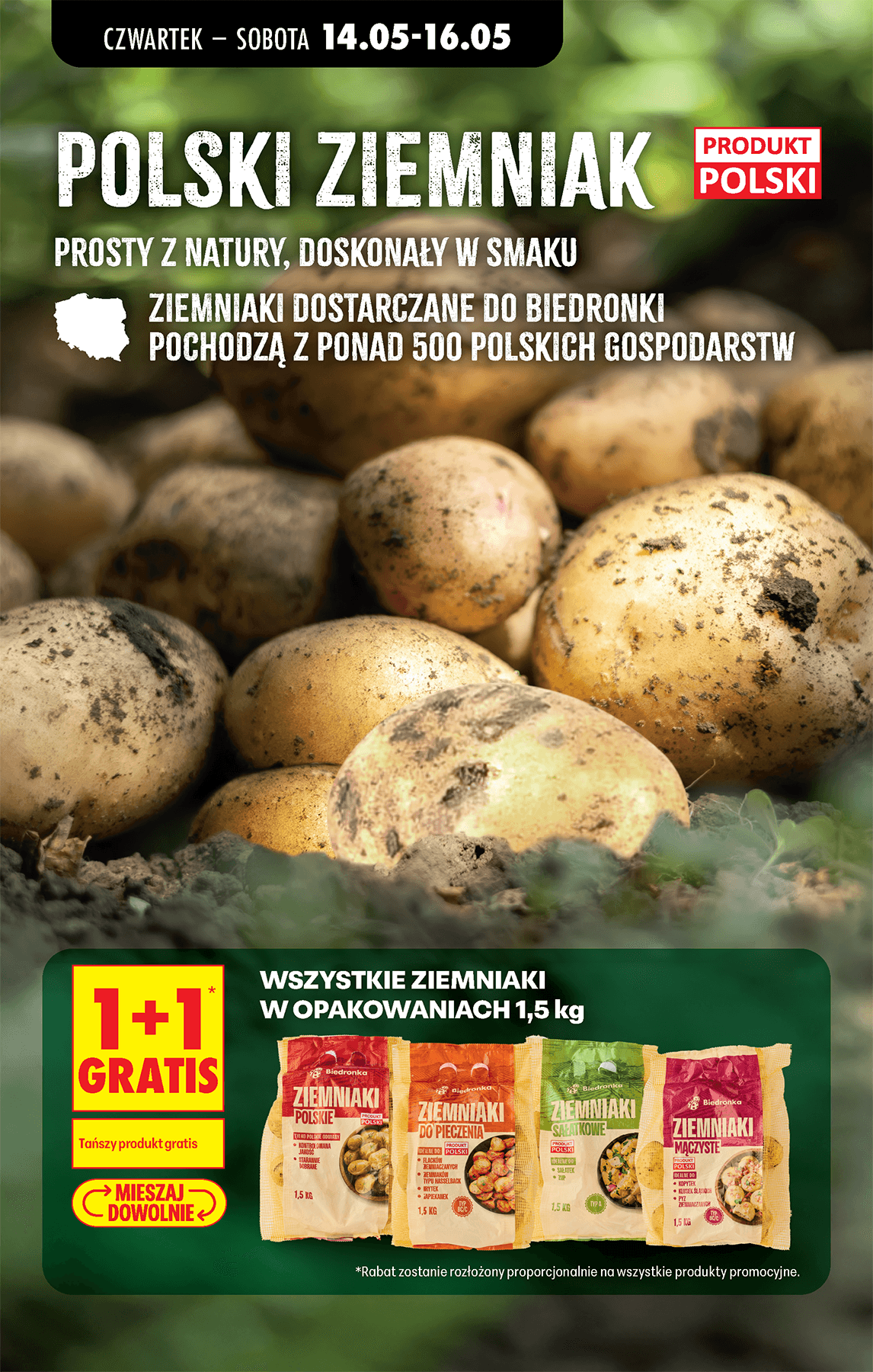 wszystkie ziemniaki w opakowaniach