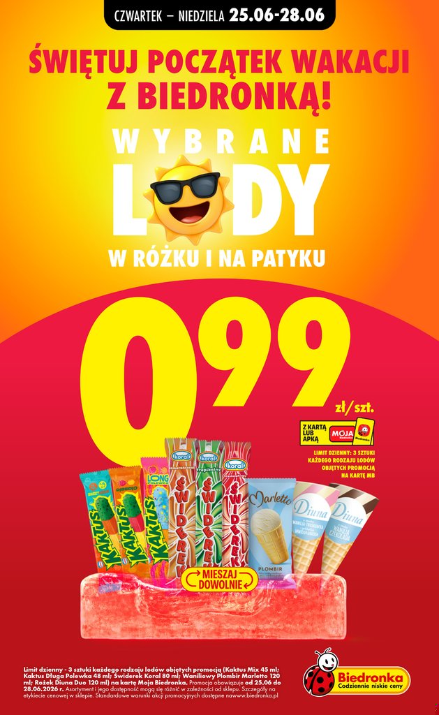 wybrane lody w rożku i na patyku