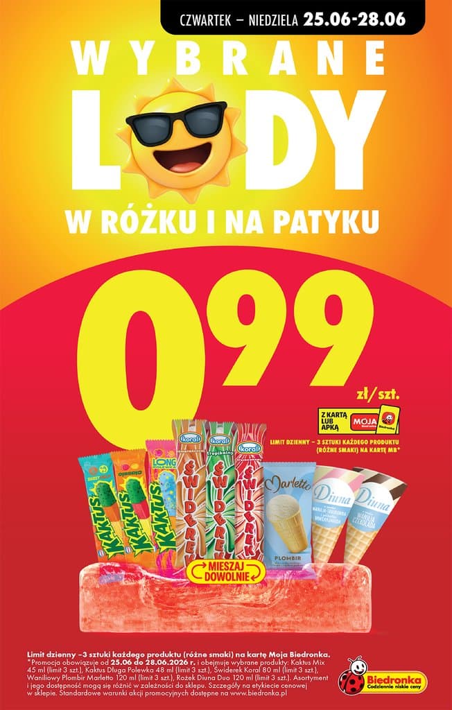 lody w rożku i na patyku