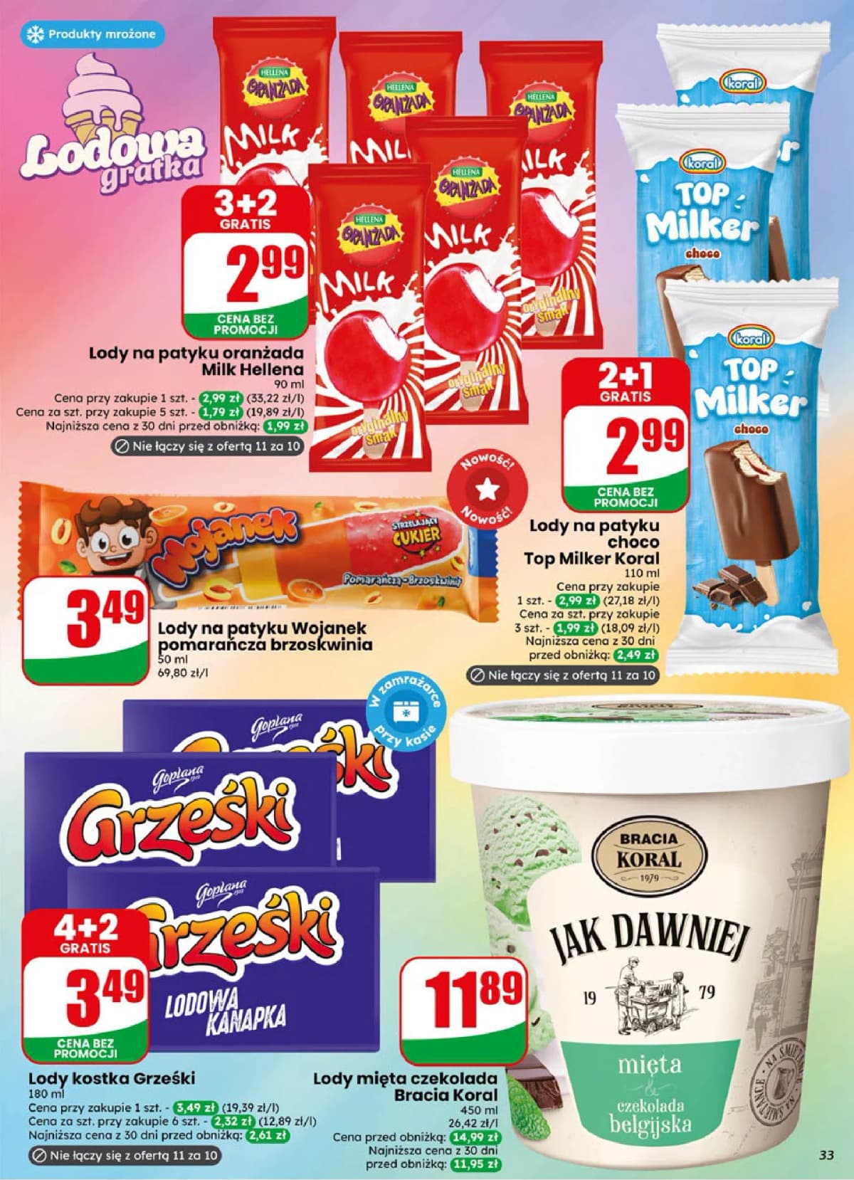 lody na patyku pomarańcza brzoskwinia