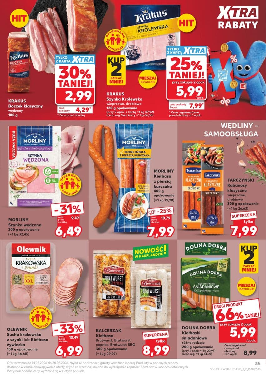 sucha krakowska z szynki lub kiełbasa żywiecka