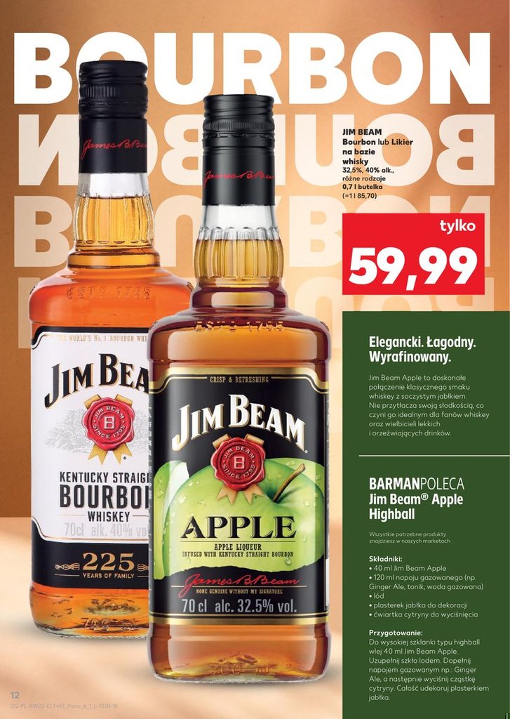 Jim Beam bourbon lub likier na bazie whisky różne rodzaje 0.7l