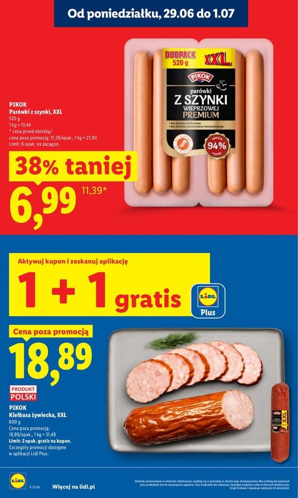 parówki z szynki XXL