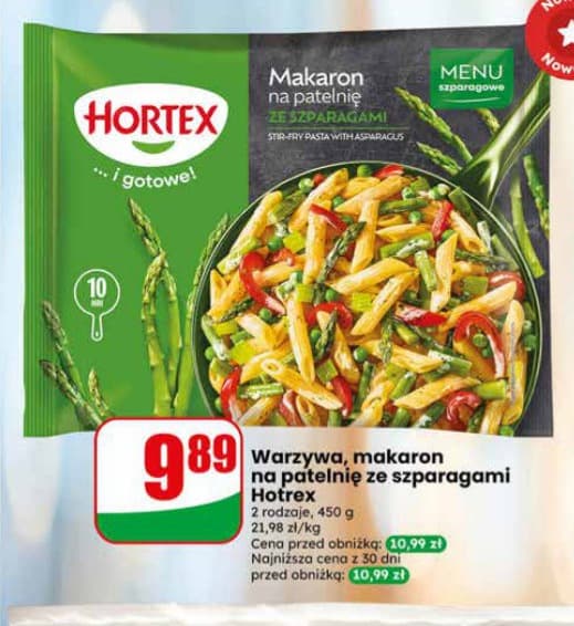 warzywa, makaron na patelnię ze szparagami