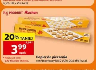 Auchan papier do pieczenia 8m/16arkuszy