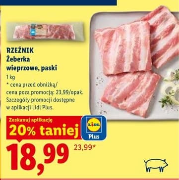 żeberka wieprzowe w paskach
