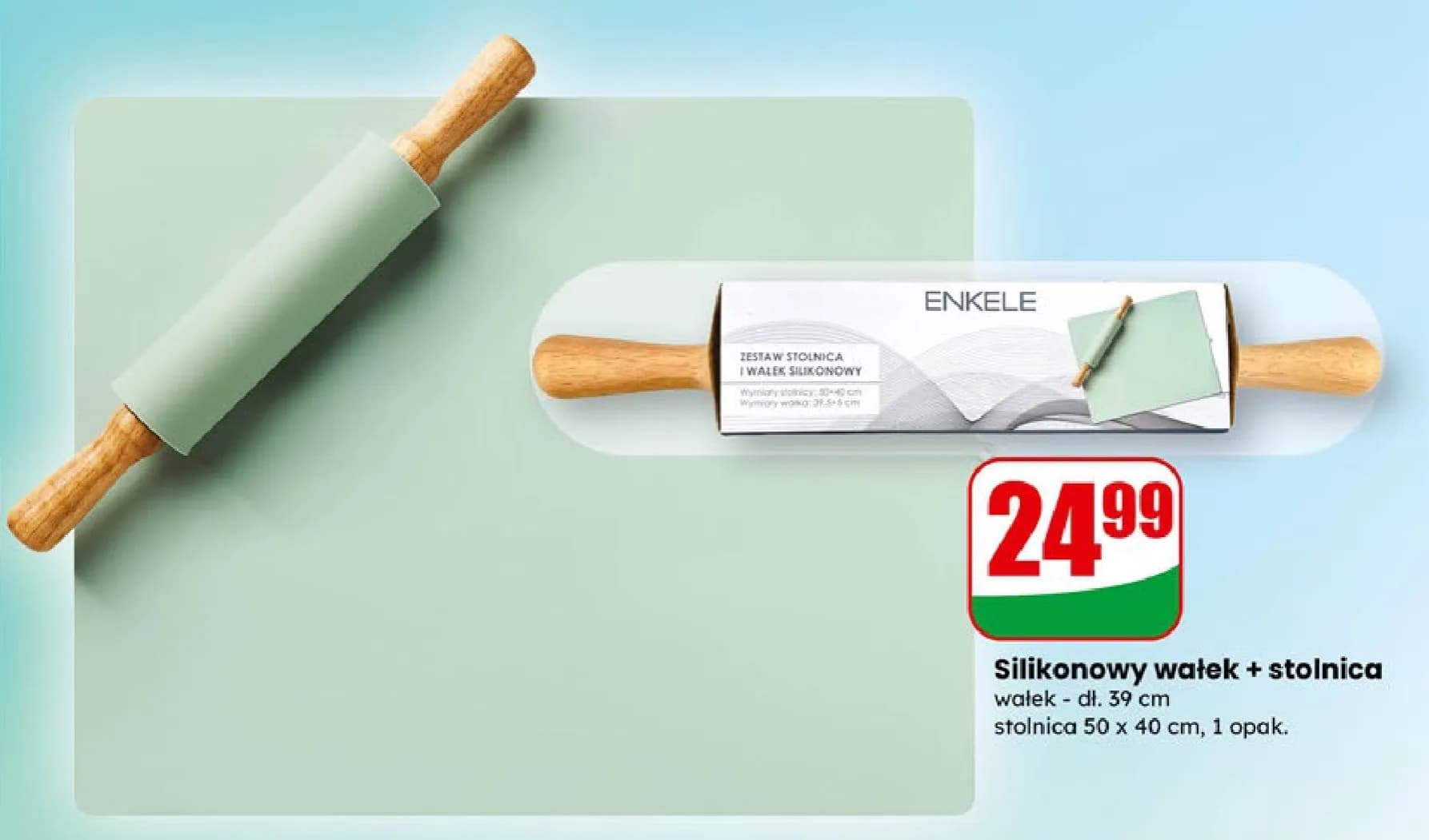 silikonowy wałek + stolnica