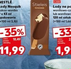 lody na patyku waniliowo-czekoladowe lub waniliowo-orzechowe