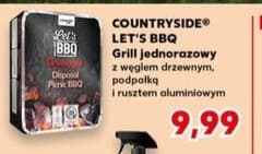 grill jednorazowy z węglem drzewnym, podpałką i rusztem aluminiowym