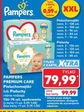 pieluchomajtki lub pieluchy premium care dla dzieci