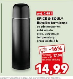 butelka termiczna ze zdejmowanym kubkiem do picia utrzymuje temperaturę przez 6 h