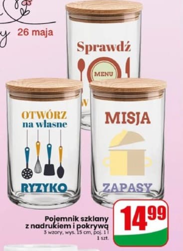 pojemnik szklany z nadrukiem i pokrywą