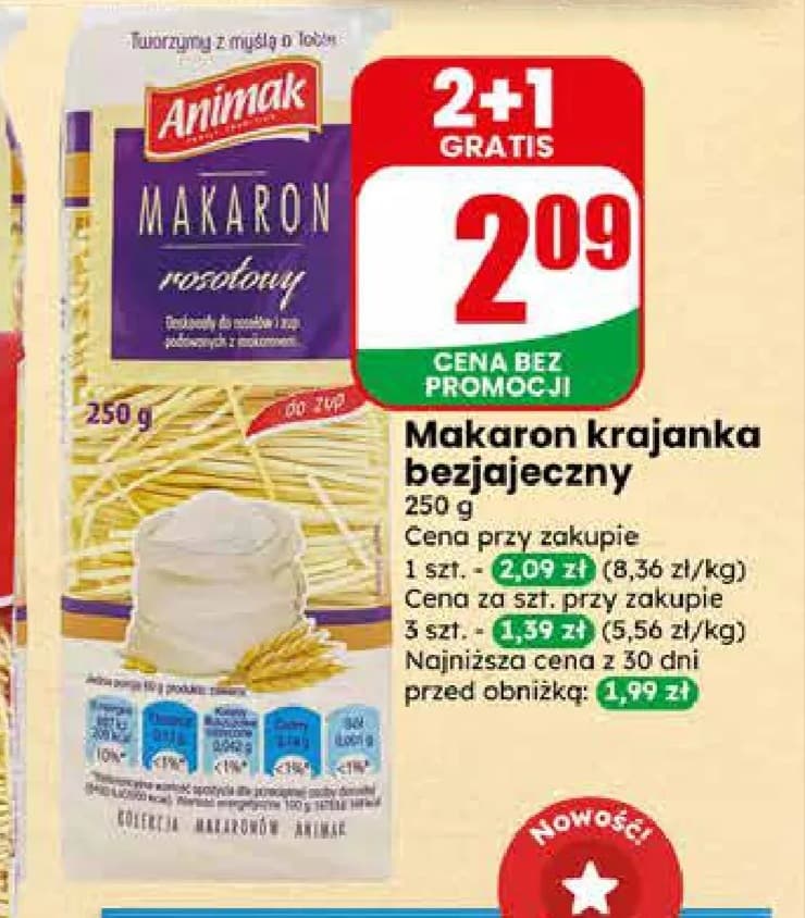 makaron krajanka bezjajeczny
