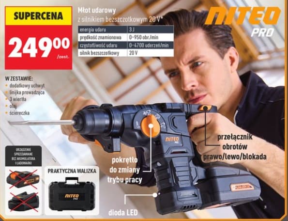 młot udarowy z silnikiem bezszczotkowym 20V