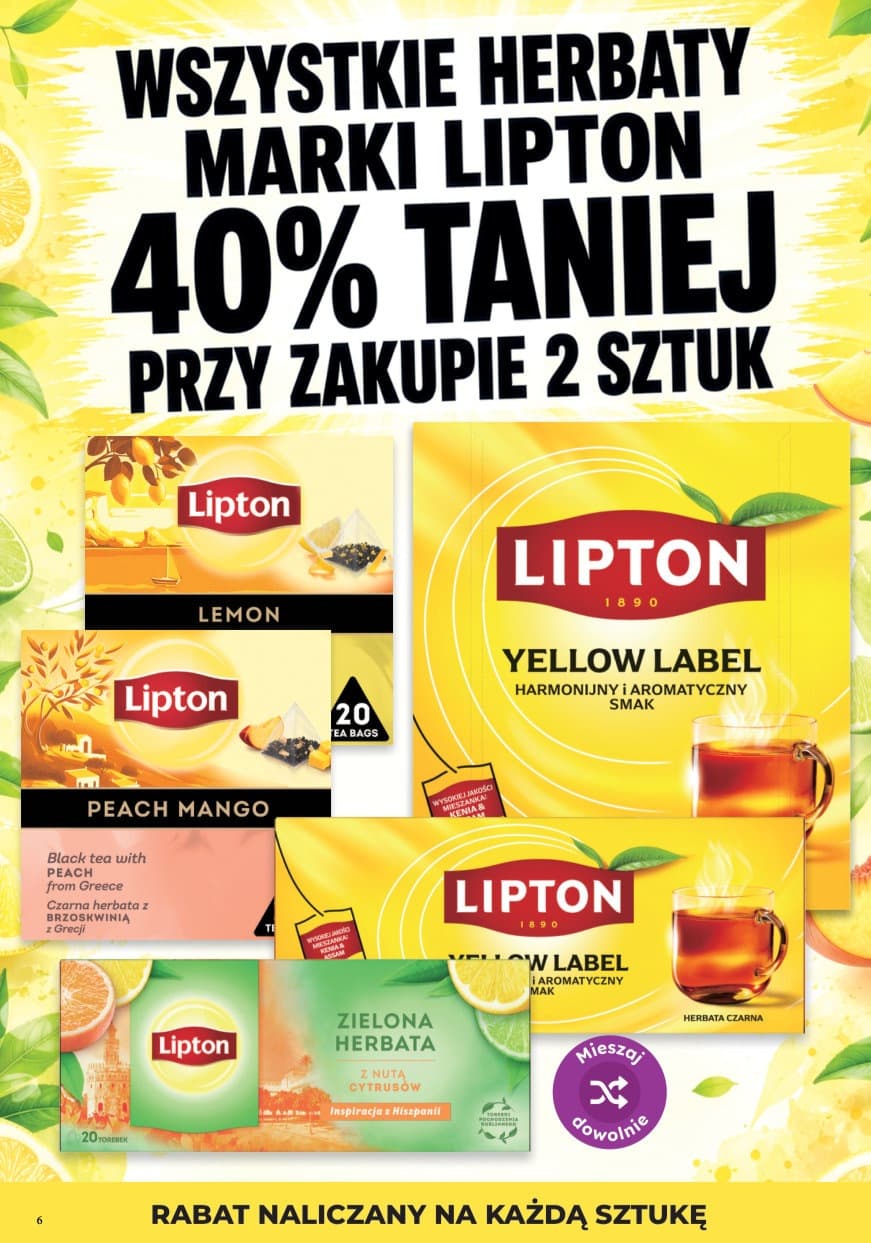 wszystkie herbaty marki Lipton