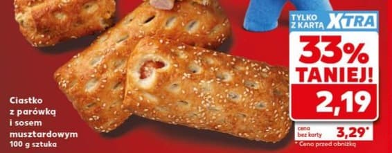 ciastko z parówką i sosem musztardowym