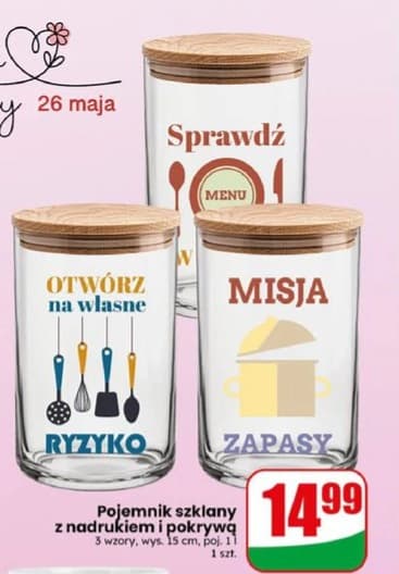 pojemnik szklany z nadrukiem i pokrywą