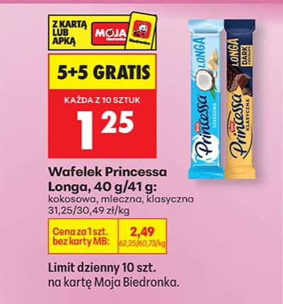wafelek princessa longa kokosowa lub mleczna lub klasyczna
