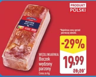 Wędliniarnia boczek wędzony parzony