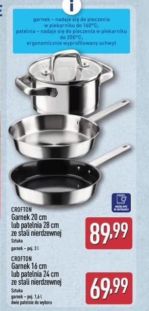 garnek 20 cm lub patelnia 28 cm ze stali nierdzewnej