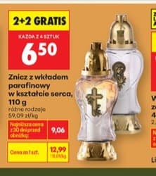 znicz z wkładem parafinowym w kształcie serca