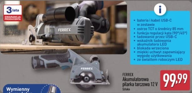 akumulatorowa pilarka tarczowa 12 V
